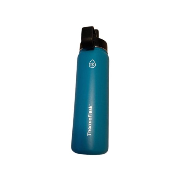 ThermoFlask Insulated Bottle - 24 oz Wide Mouth with Flip Lid Gray Carry Handle - Picture 1 of 5